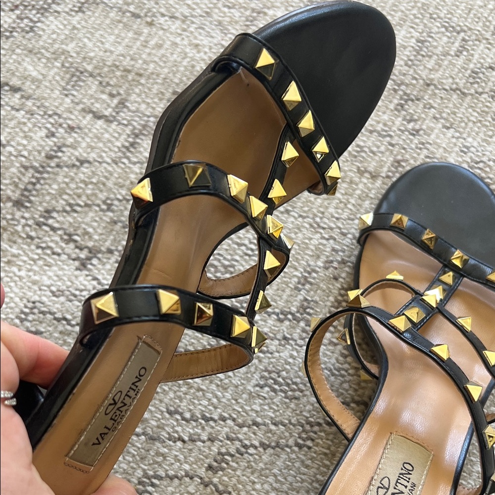 Valentino Black Sandals with Gold Studs - Picture 10 of 10